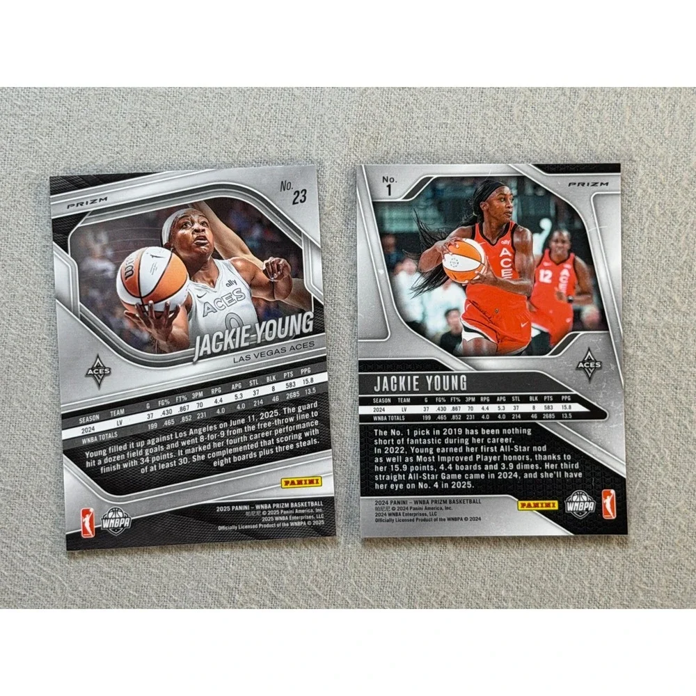 2024 Panini Prizm WNBA Jackie Young 2 Card Lot Cracked Ice Orange Ice Aces